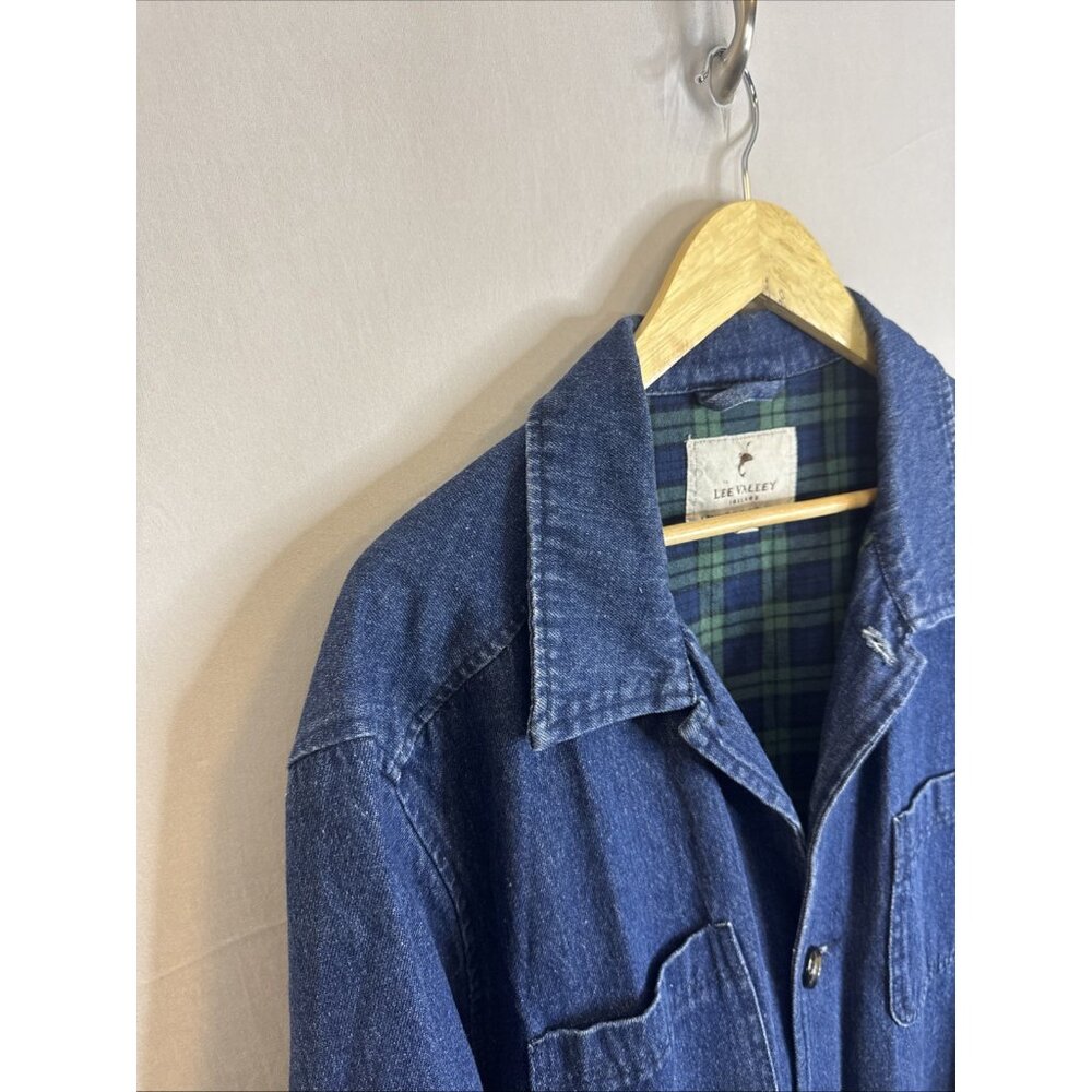 Lee Valley Denim Chore Coat Men 3XL XXXL Blue Jean Jacket Plaid Lined Workwear - Picture 3 of 7